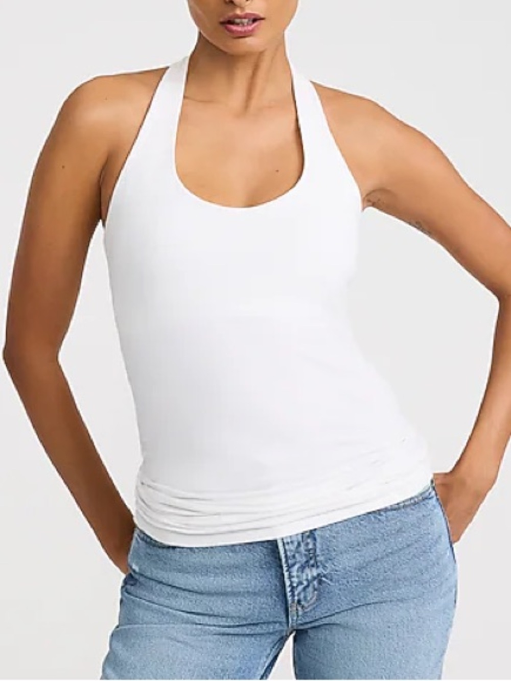 Pink Rose White Halter Tank Top